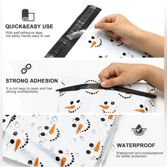 10 Count - 9.5 x 12 inches Winter Polymailers (SNOWMAN FACES) - Picture 7 of 11